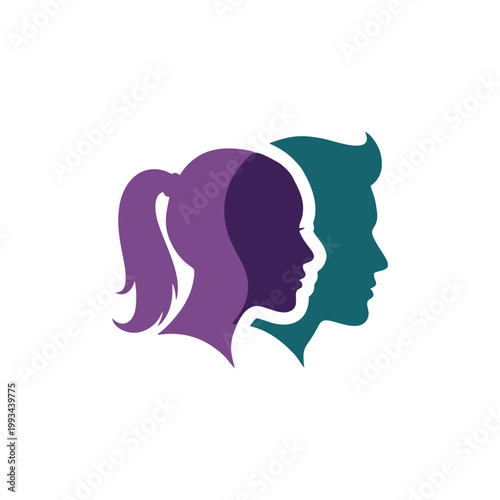 Silhouettes of male and female profiles facing right.