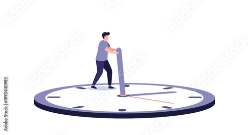 Person Walking on Large Clock Surface Symbolizing Time Management