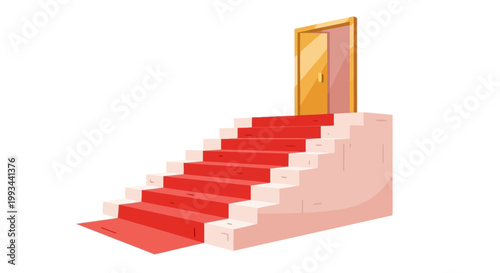 Animated Illustration of a Grand Staircase Leading to a Doorway