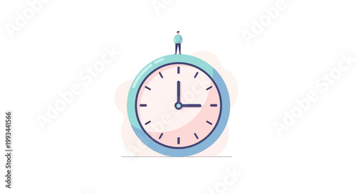 Person Standing on Top of a Large Clock with 3 O'clock Time