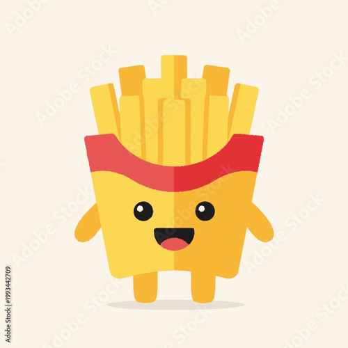 Cute Kawaii French Fries Character Illustration.