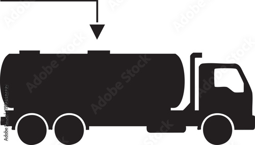 Fuel tanker truck silhouette with transport delivery gasoline