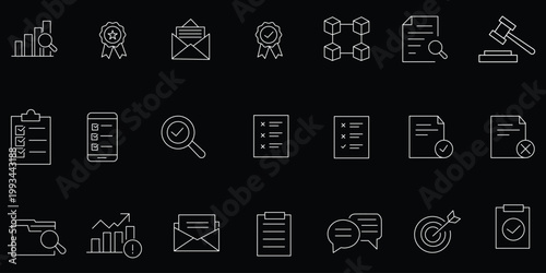Inspection icon set. Editable line icons. Vector illustration.