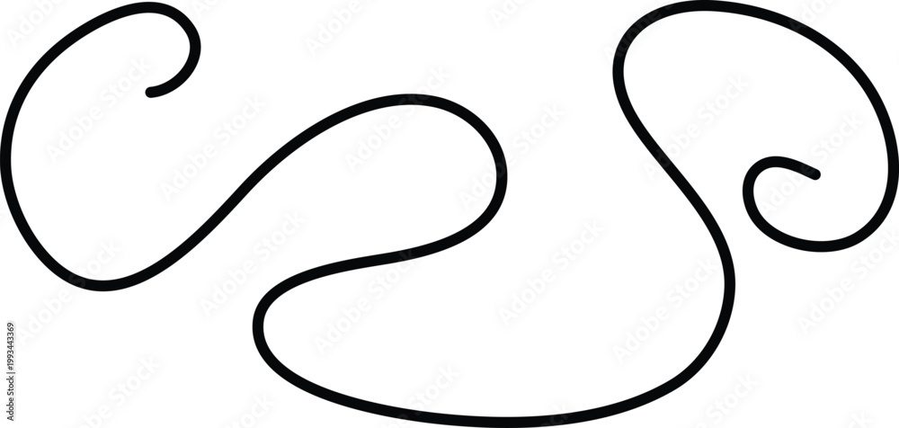 Obraz premium Black swirly line art design element isolated on transparent background for graphic resources and creative projects decorative shapes