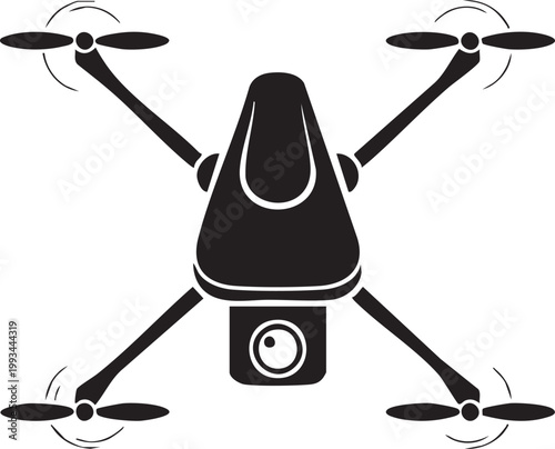 Quadrotor drone silhouette with camera quadcopter technology