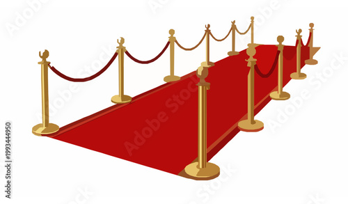 Red carpet walkway gold stanchions VIP vector luxury