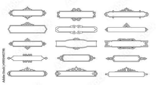 Set of ornamental banner frames featuring intricate decorative headers and footers for formal invitations and elegant certificates.