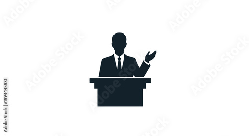 Businessman Speaking at Podium Silhouette.