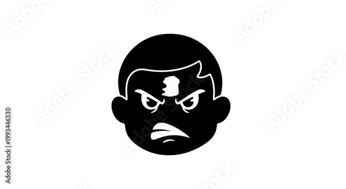 Angry Face Illustration with Aggressive Expression.