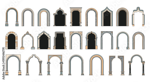 Collection of diverse architectural arch and doorway styles ranging from simple classic curves to ornate historic portals.