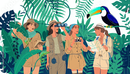 Jungle Exploration with Friends on Exotic Adventure Vacation