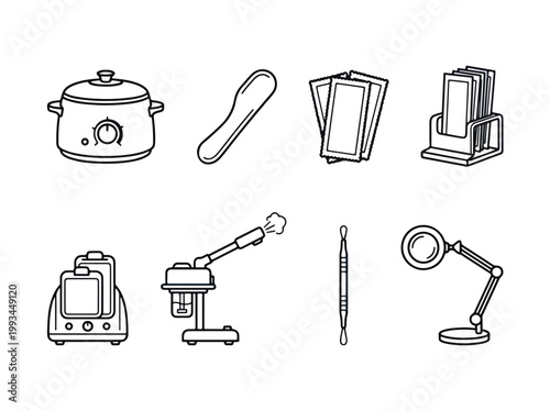 Collection of Beauty Salon Equipment and Tools Illustration.