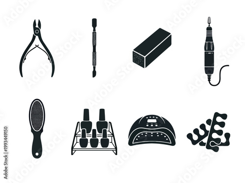 Collection of Nail Care Tools and Accessories for Manicure and Pedicure.