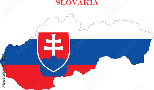 Slovakia Map Flag Central Europe National Vector Outline Country