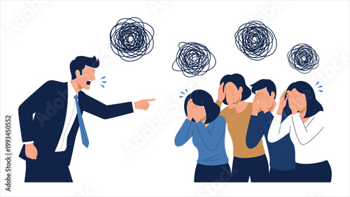 A Conceptual Illustration of Workplace Verbal Aggression, High-Stress Power Dynamics, and the Resulting Emotional Distress within a Corporate Team