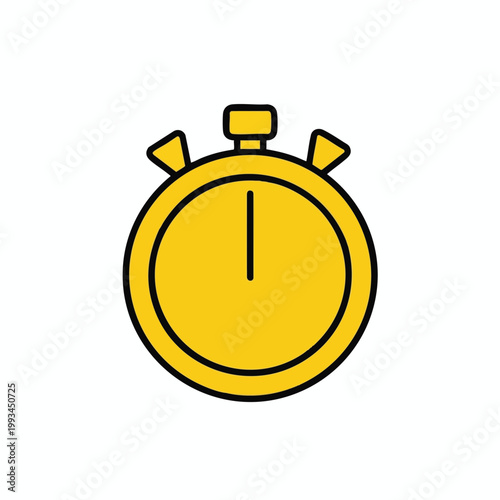 Minimalist Yellow Stopwatch Icon Vector Illustration.