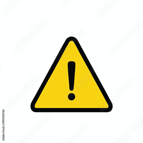 Yellow Warning Triangle Sign with Exclamation Mark Symbol.