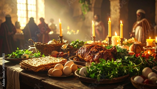 Lavish Medieval Feast - A Sumptuous Display of Food and Festivities.