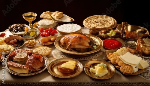 Lavish Feast - A Table Overflowing with Culinary Delights.