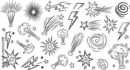 Comic explosion effects on transparent.