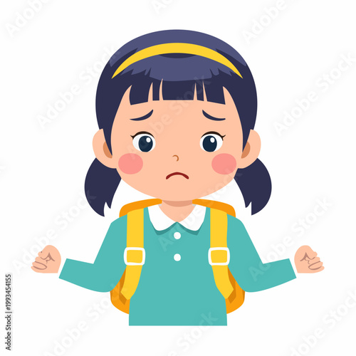 Sad Girl with Backpack