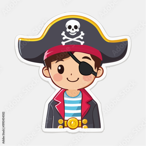 Cute Cartoon Boy Dressed as a Pirate