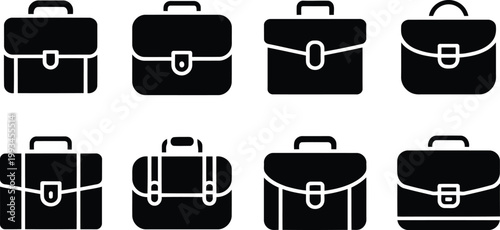 Briefcase Silhouette Vector Icon Set