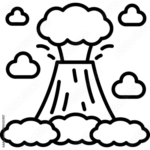 Volcano Trek Line Icon