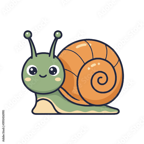 Cute cartoon snail with a happy face.