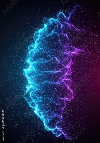 Dynamic glowing field of swirling blue and purple energy particles forming an invisible boundary or force shield ,field ,particle ,light