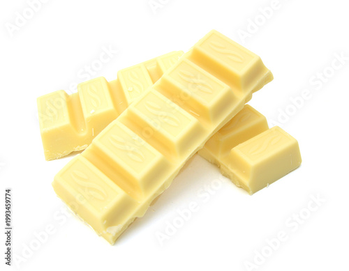 white chocolate pieces isolated on a white background