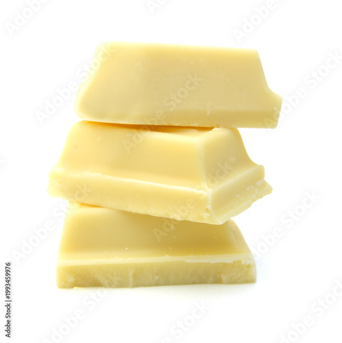 white chocolate pieces isolated on a white background