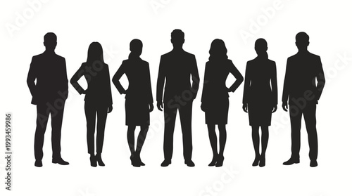 Group of Business People Standing Silhouetted Together