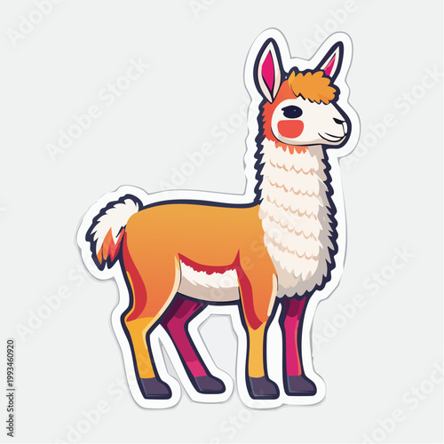 Cute Cartoon Llama Sticker