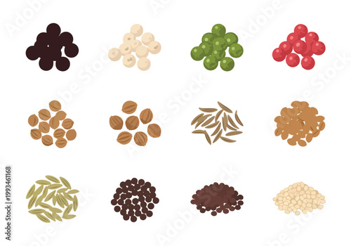 Collection of Various Dried Spices and Grains.