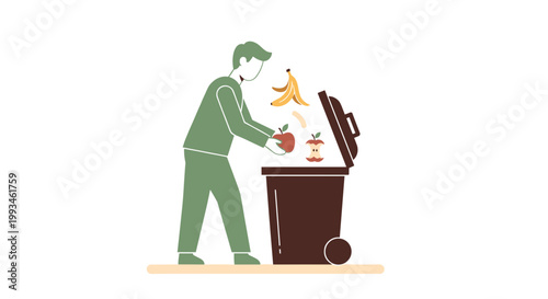 A man throwing away a trophy in a trash can