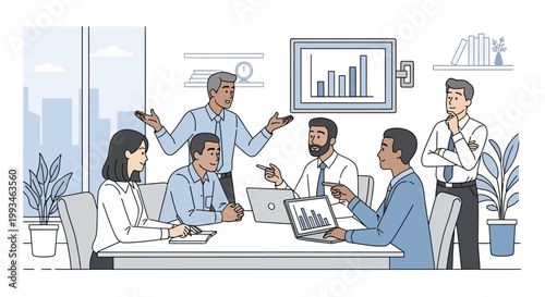 Diverse Business Team Collaborating in a Modern Office Meeting