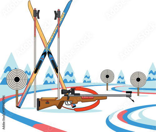 Cute cartoon a illustrator vector biathlon