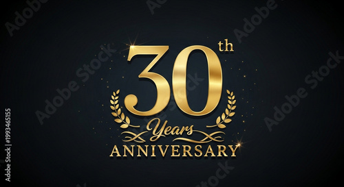 Golden 30th Anniversary Logo on Black Background