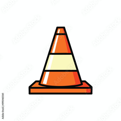 Orange and white traffic cone icon isolated on white background.