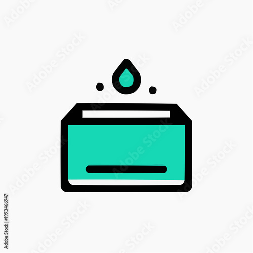 Flat vector illustration of a simple humidifier or air freshener with a water drop, suitable for home appliance ads, health blogs, or product packaging.
