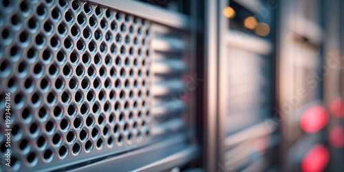 Precision Engineering Close-Up of Data Center Vent Cooling Systems in Industrial Environment Showcasing Advanced Technology and Design for Optimal Performance