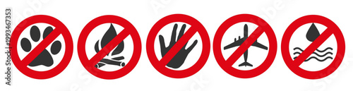 Banner Prohibited icons set symbol, vector graphic design style.