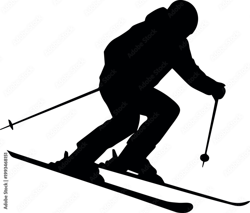 Fototapeta premium Skier silhouette for resort poster and banner