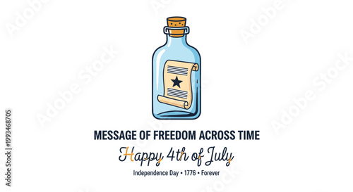 Independence Day, 4th of July, American freedom, patriotic symbols, vintage bottle icon