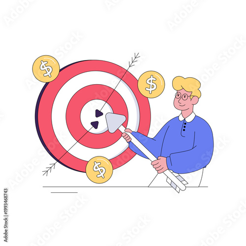 Editable design illustration of financial target 