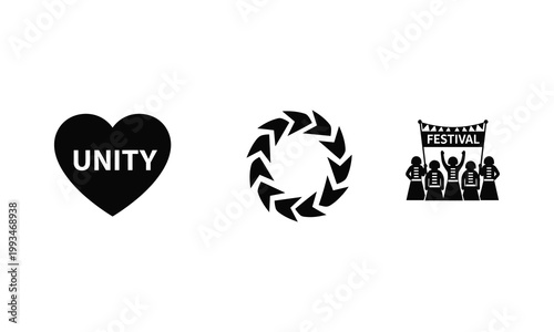 Unity heart vector silhouette illustration sign symbol.