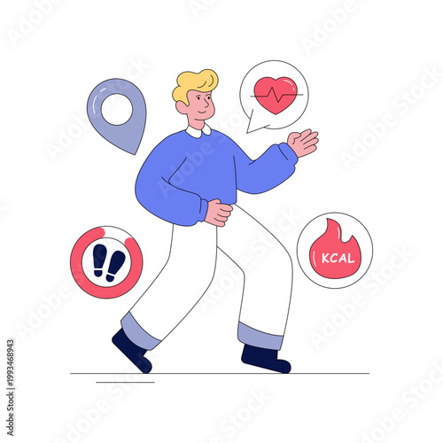 Editable design illustration of fitness tracker 