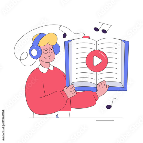 Creative design illustration of audiobook