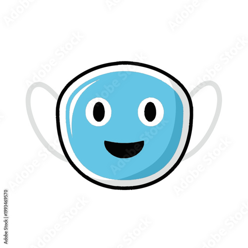 Happy Face Medical Mask Illustration.